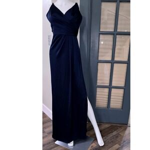 New with Tags – Azazie Aqua Stretch Satin Dress‎ – Dark Navy – Size A14
